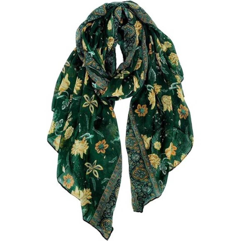 Lightweight Scarves Fashion Flowers Print Women Cotton Wrap Scarf Head